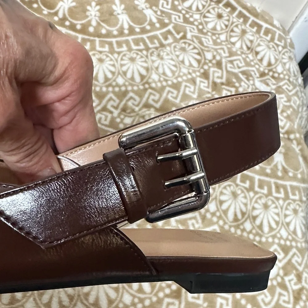 A New Day Dark Brown Pointed Slingback Flats
